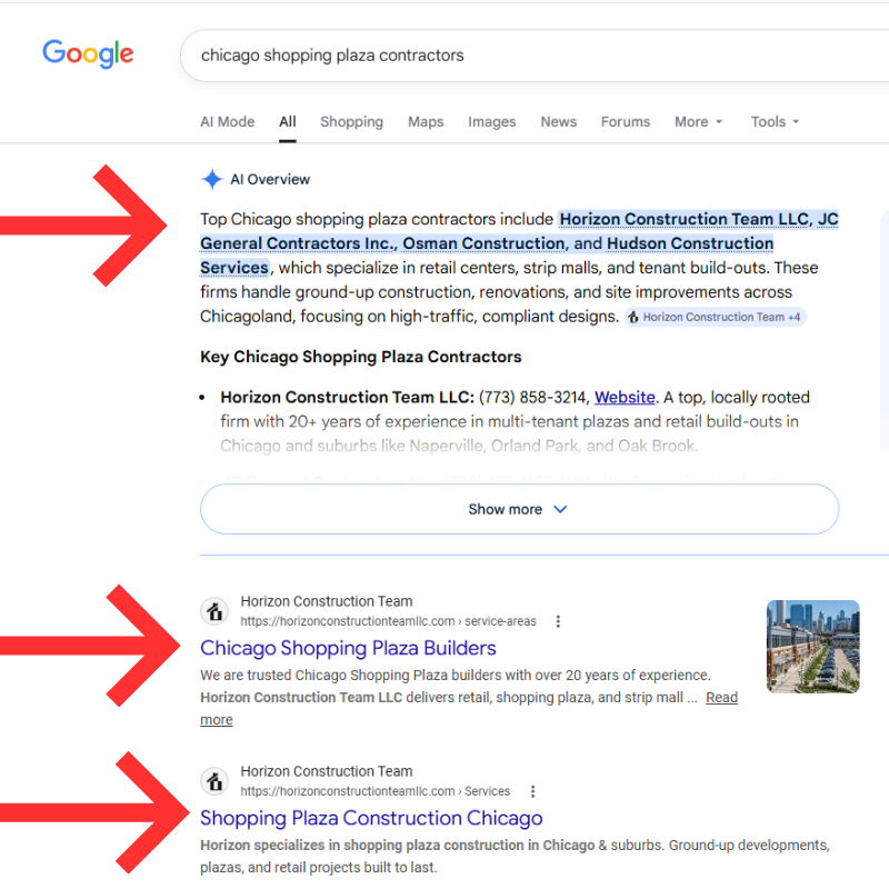 chicago shopping plaza contractors seo