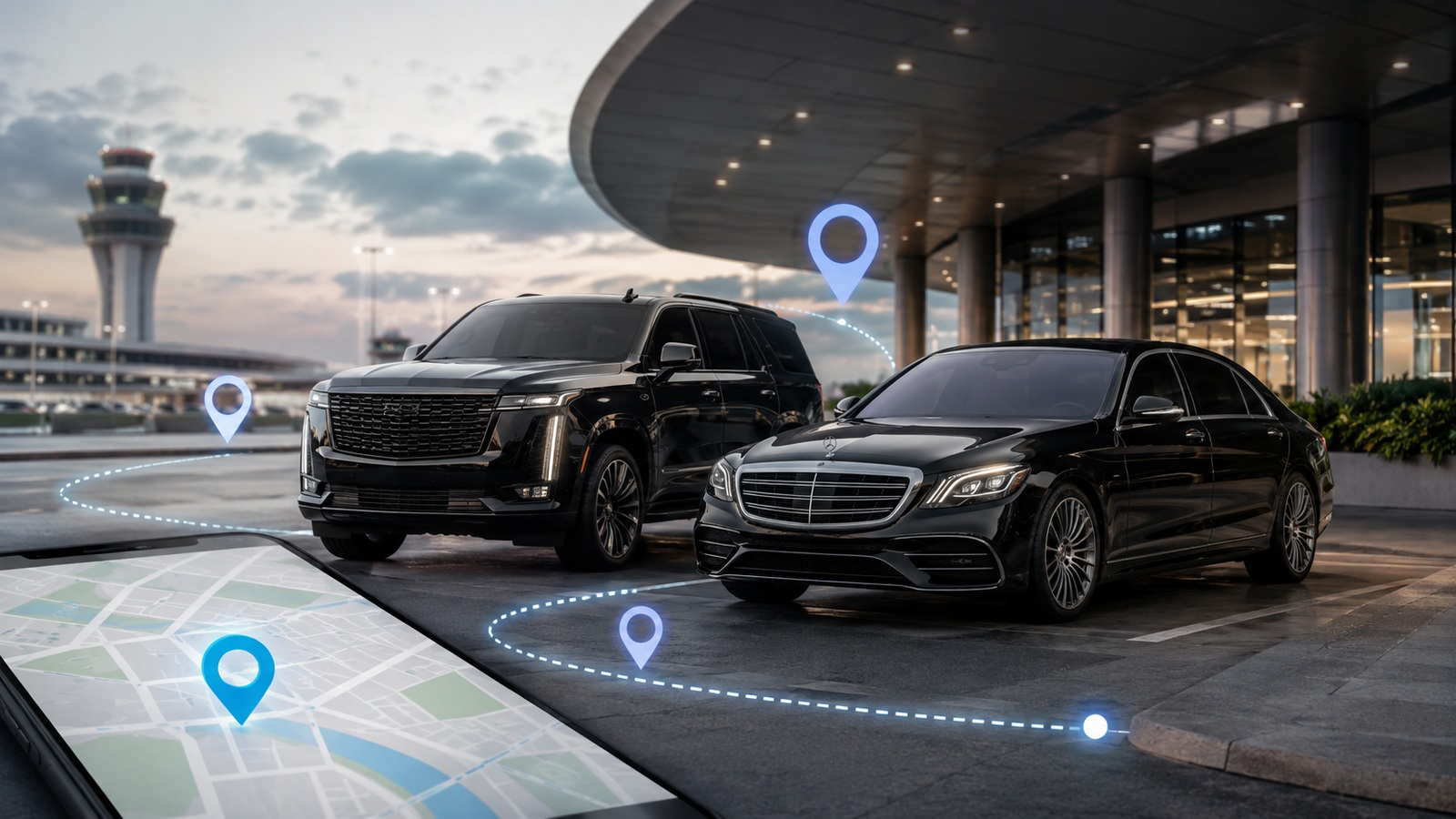 Google Business Profile for limo and black car companies with black luxury SUV and sedan in Chicago