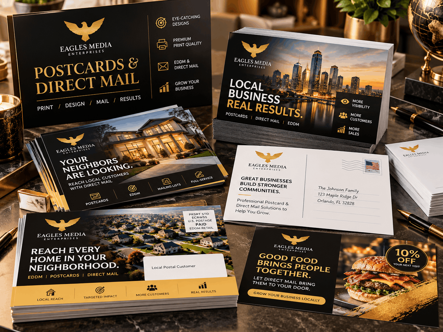 postcards(1) Promotional products such as notebooks and mugs for branding
